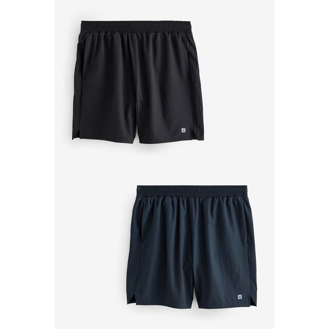 Short de sport active gym, lot 2 noir/bleu marine <span itemprop=