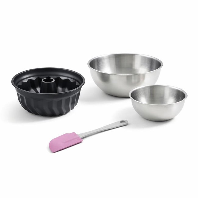 Set de 4 ustensiles de pâtisserie moule à gâteaux 2 bols noir <span itemprop=