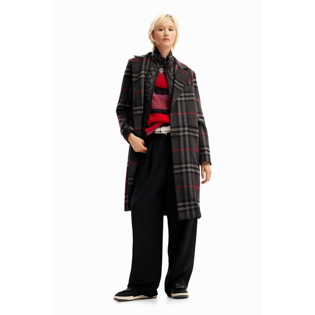 Manteau combiné carreaux - BLACK - XL gris <span itemprop=