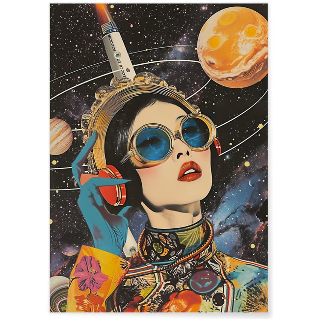Affiche Pop Art Espace et Planètes Couleur blanc <span itemprop=