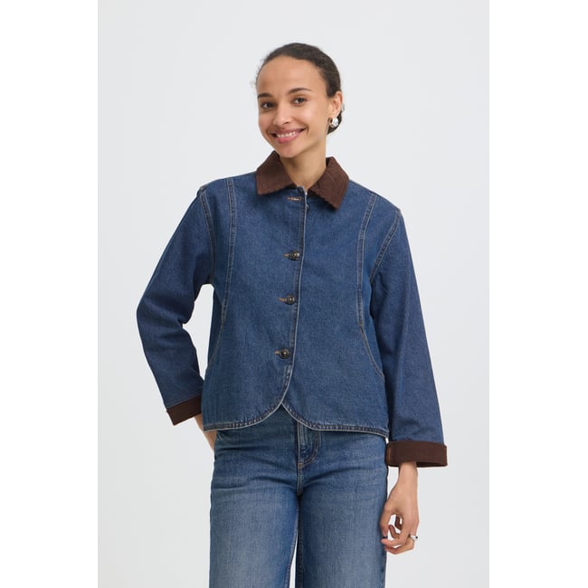 Veste en jean bleu mid blue denim <span itemprop=