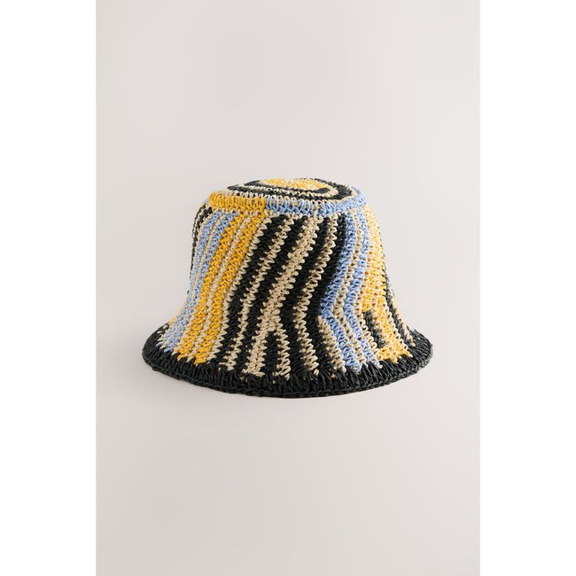 Bob plat en crochet rayures multicolores <span itemprop=