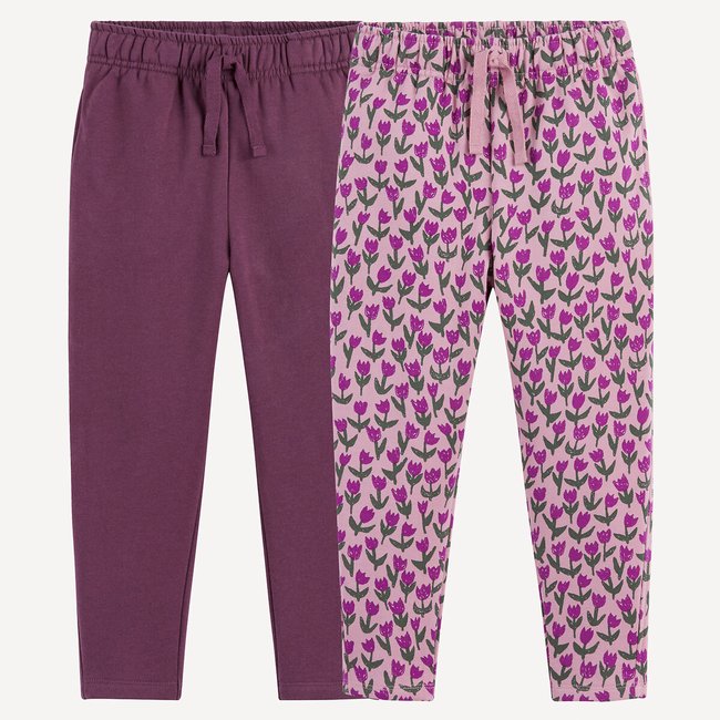 Lote de 2 pantalones de chándal borgoña + estampado rosa <span itemprop=