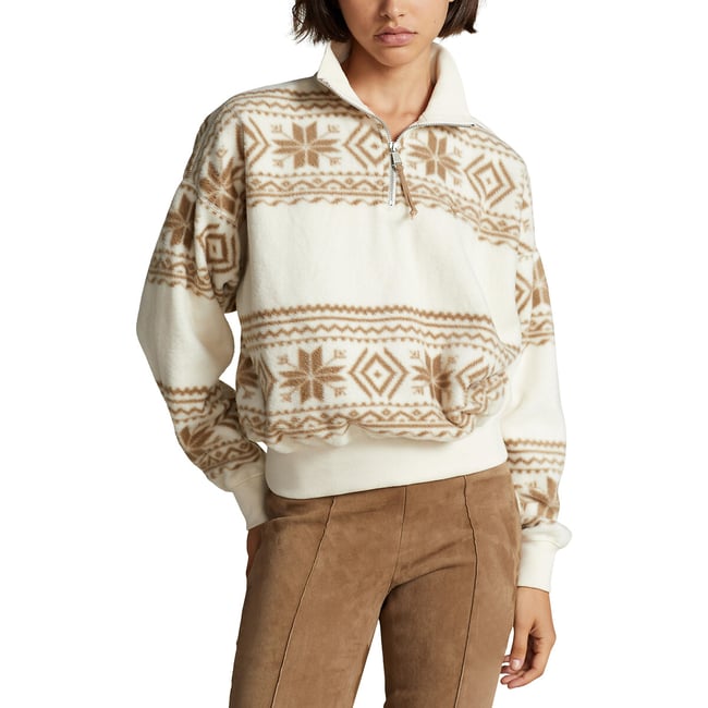 Haut Long Replay Beige Imprimé Col Large - Taille XS Neuf Avec étiquettes