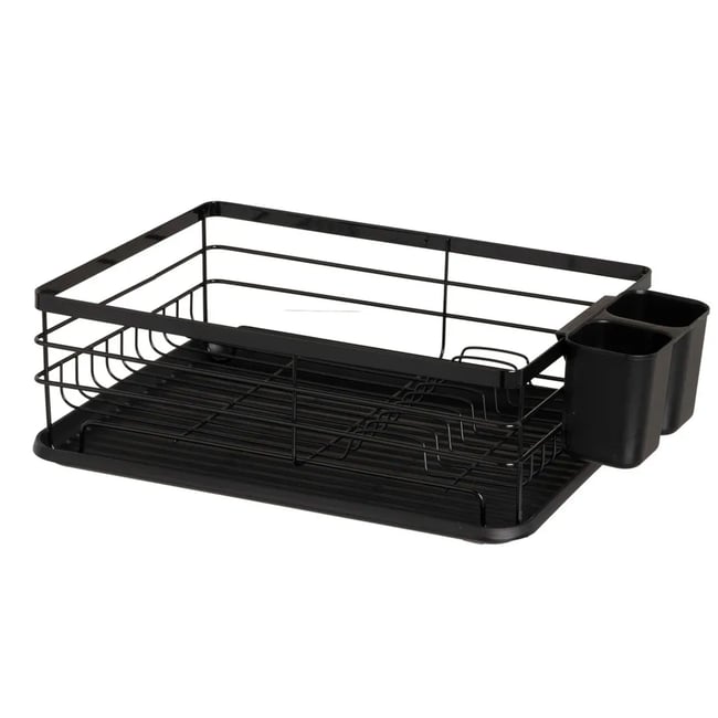 Égouttoir à vaisselle métal noir avec plateau plastique 42x31x14cm noir <span itemprop=