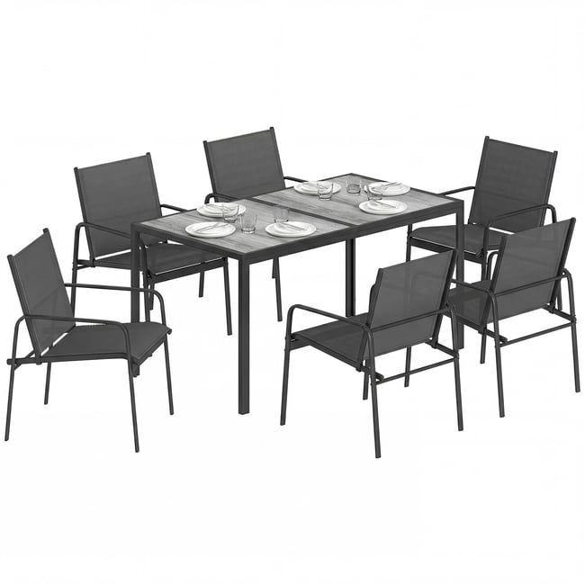 Ensemble de salon de jardin Acier Galvanisé noir, gris <span itemprop=