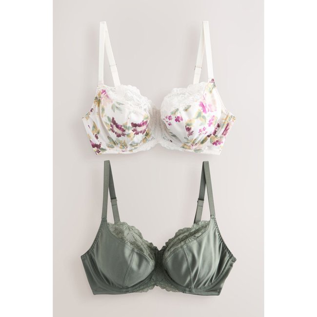 Soutiens-gorge emboîtants, lot de 2 floral crème/vert kaki <span itemprop=