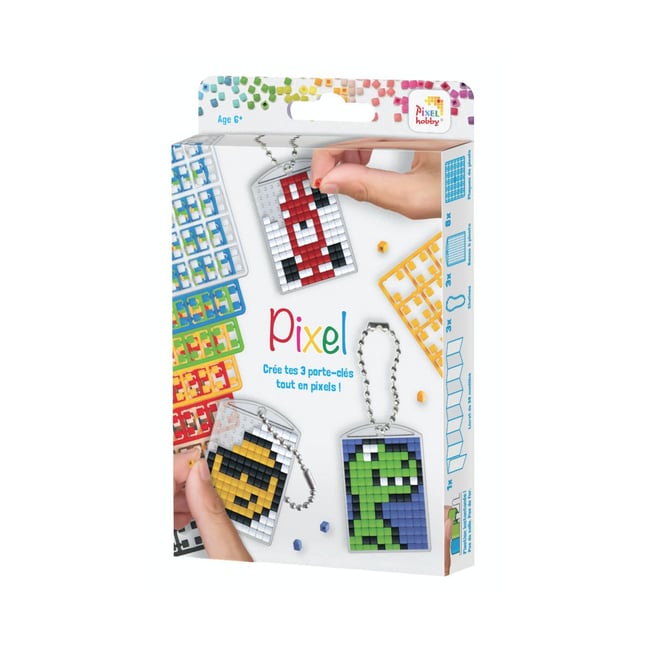 PIXEL Kit créatif 3 porte-clés + livret 38 modèles - Fun - OZ INTERNATIONAL