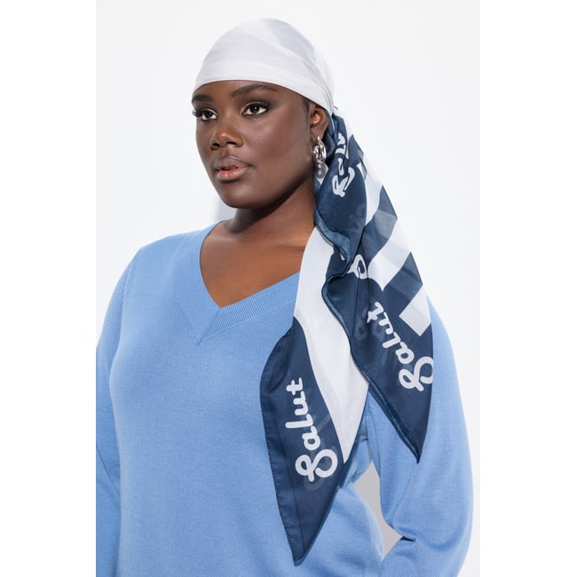Étole carré à rayures bleu encre <span itemprop=
