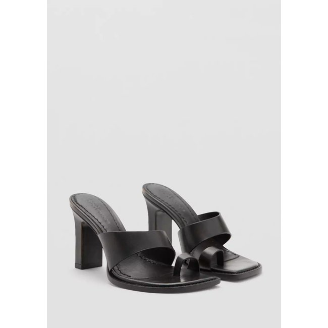 Sandales cuir talon bloc chocolat <span itemprop=