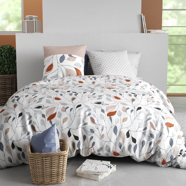 Parure housse de couette imprimée avec taie(s) en coton, FlOLIa multicolore <span itemprop=