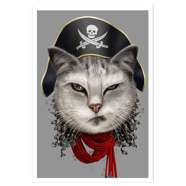 Affiche enfant chat pirate - HEXOA