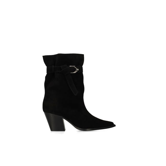 Bottines en daim noir <span itemprop=