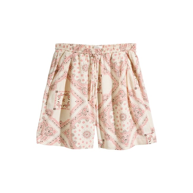 Bermuda avec cordon de serrage blanc/rose <span itemprop=