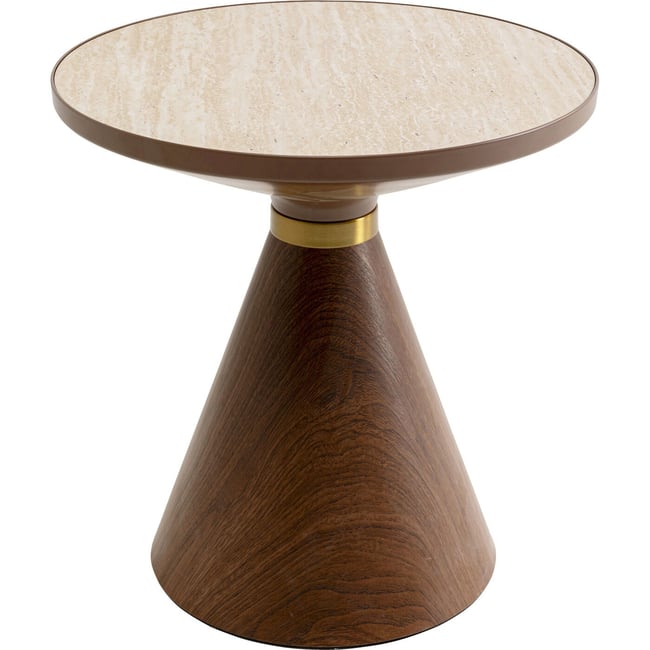 Table d'appoint ronde, CONO Couleur travertin et noyer <span itemprop=