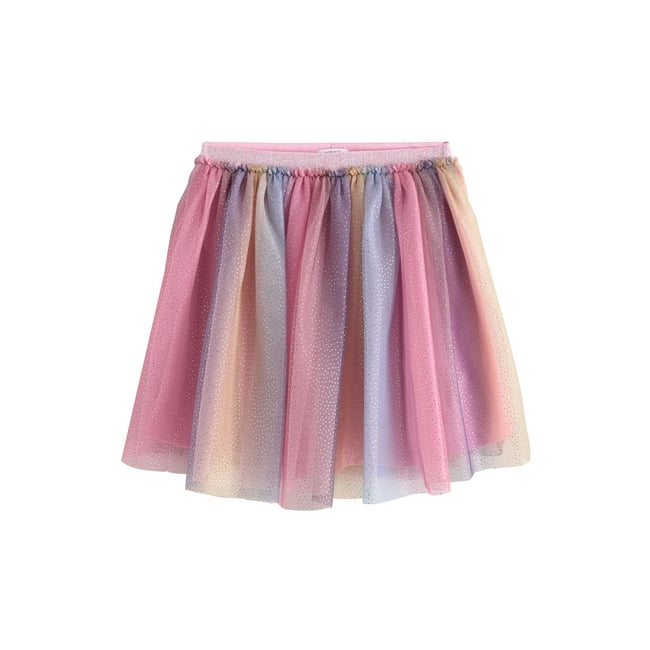 Jupe en mesh à enfiler paillettes multicolores arc-en-ciel <span itemprop=