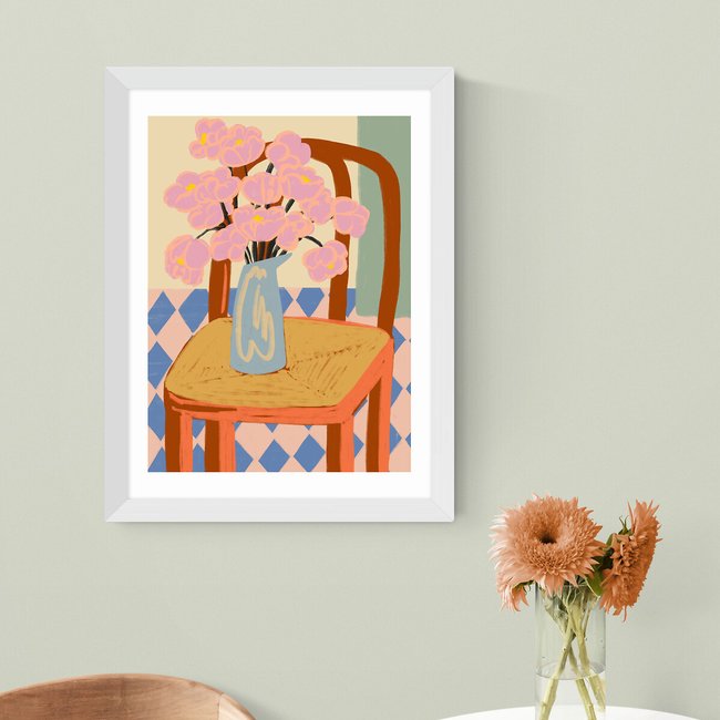 Flowers On A Chair by Sandra Poliakov - EAST END PRINTS