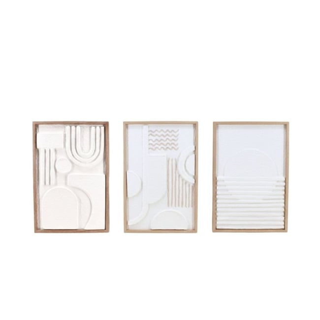 Set de 3 cadres décoratifs en relief 40x60cm Couleur blanc <span itemprop=