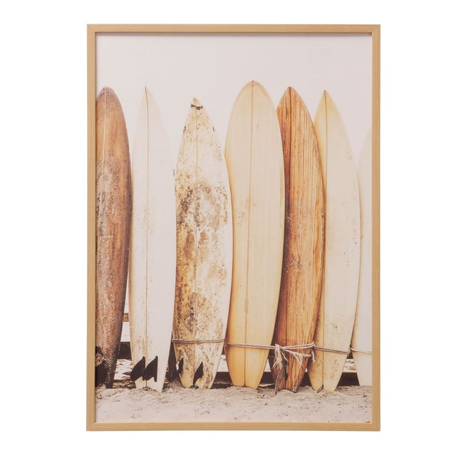 Tableau photo sur toile surf 52x2.5x72cm Couleur beige <span itemprop=