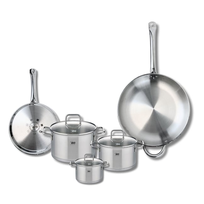 Batterie 2 poêles 24/32cm + 3 faitouts 12/16/20cm PROFI CITRIN gris <span itemprop=
