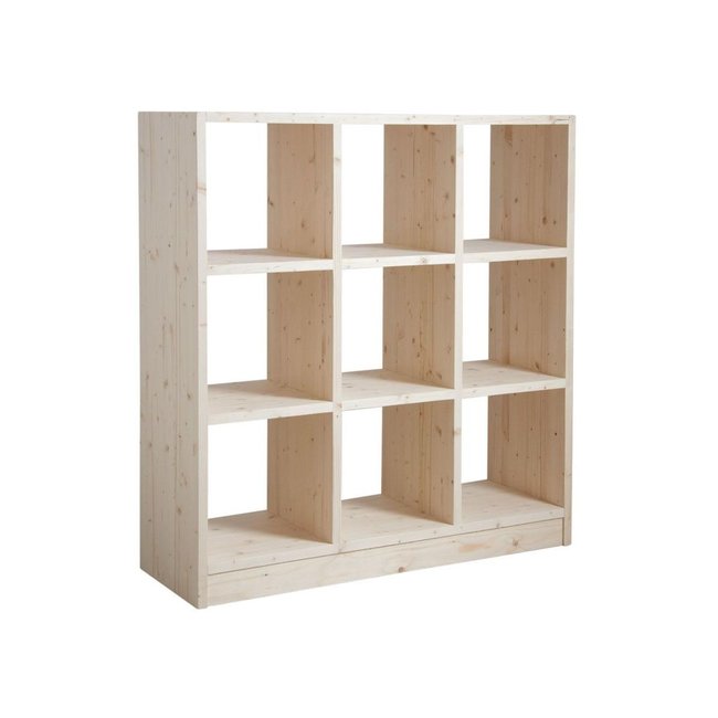 Bibliothèque 9 cases en épicéa brut Couleur multicolour <span itemprop=