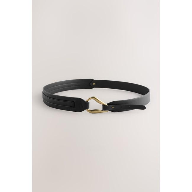 Ceinture avec boucle abstraite noir <span itemprop=