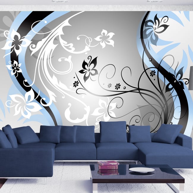 Papier peint intissé panoramique Art-flowers (blue) Couleur blanc <span itemprop=
