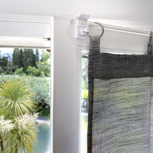 Tringle extensible à boules - 60-100 cm blanc brillant <span itemprop=