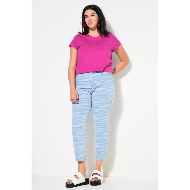 Jean Mom 5 poches, coupe Wide Legs bleu clair <span itemprop=