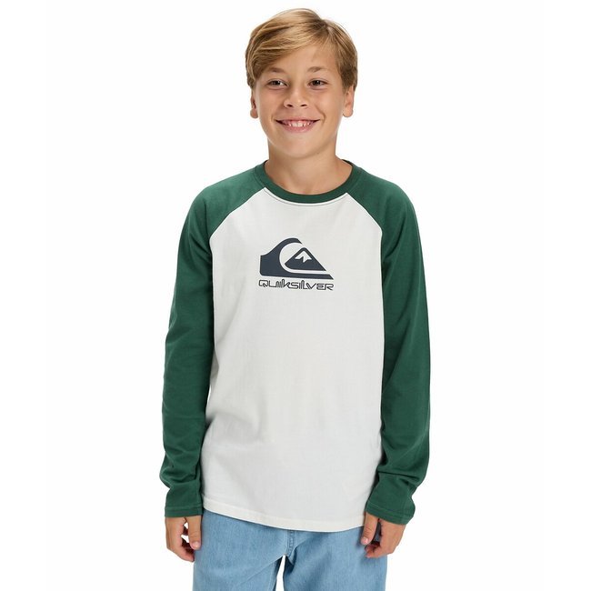 T-shirt a maniche lunghe verde / bianco QUIKSILVER