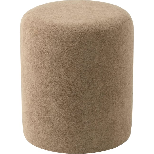 Pouf rond en tissu Couleur taupe beige <span itemprop=