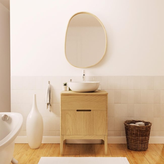 Meuble simple+vasque+rob+miroir ALASKA Couleur chêne <span itemprop=