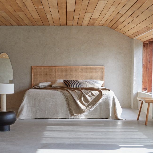 Tête de lit en rotin cannée 200 cm ADÈLE Couleur naturel <span itemprop=