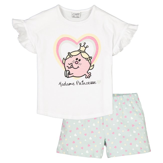 Pyjashort Mme Princesse blanc/imprimé <span itemprop=