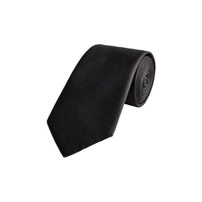 Cravate en soie signature noir <span itemprop=