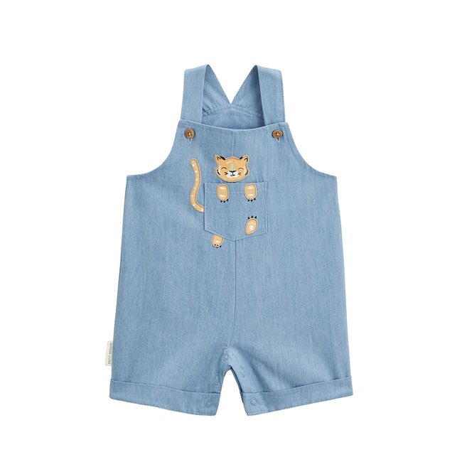 Salopette bébé en toile de coton Kanha bleu <span itemprop=