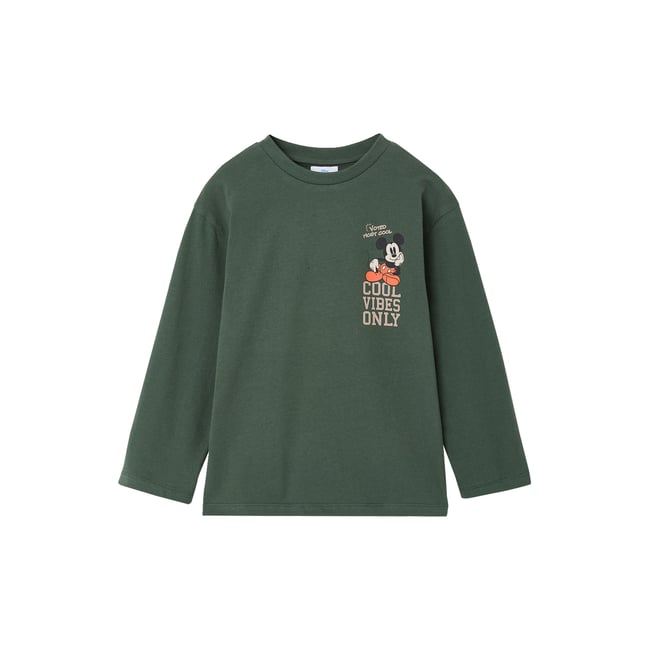 T-shirt manches longues Mickey vert <span itemprop=