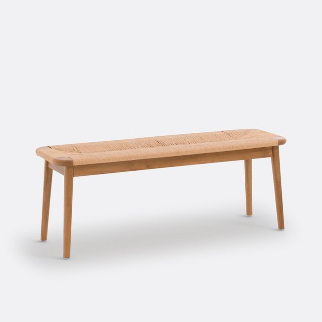 Banc chêne massif et tressage, Pipo Couleur chêne <span itemprop=