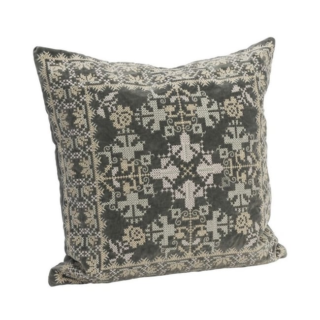 Housse de coussin velours broderie artisanale - MADAM STOLTZ
