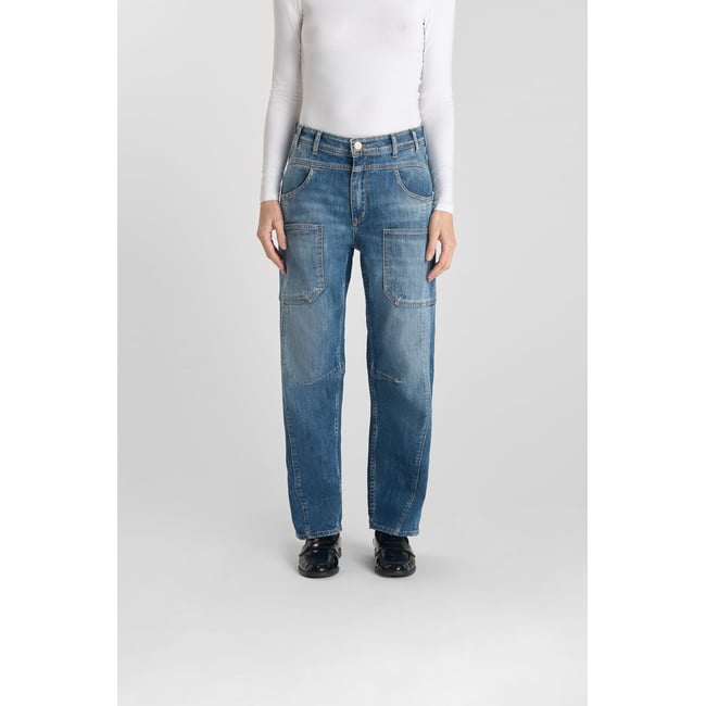 Jeans loose, large balloon , longueur 34 blue <span itemprop=