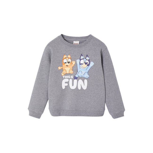 Sweat Bluey mixte gris chiné <span itemprop=