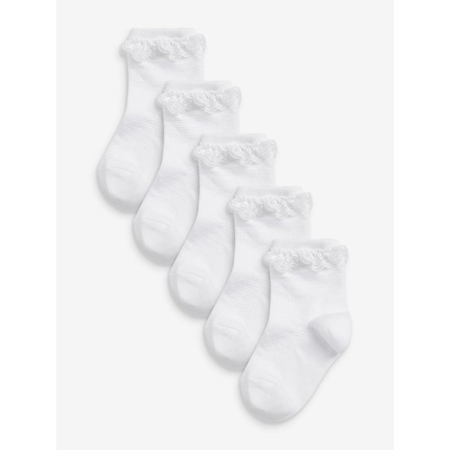 Chaussettes à volants, lot de 5 blanc <span itemprop=