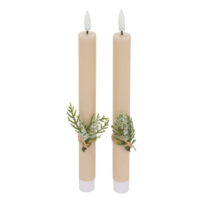 Lot de 2 bougies LED Lupa bâton beige Couleur beige <span itemprop=