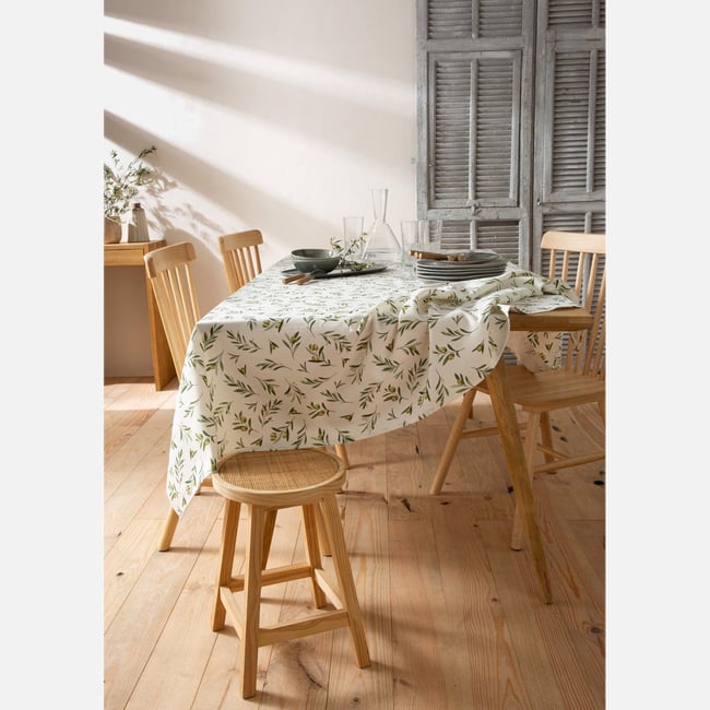Nappe rectangulaire imprimée OLIVES vert <span itemprop=