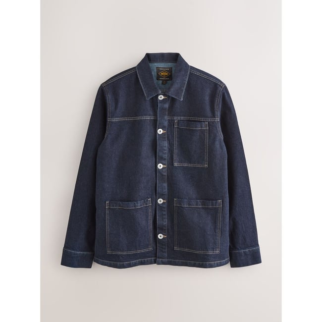 Veste-chemise en denim bleu indigo <span itemprop=