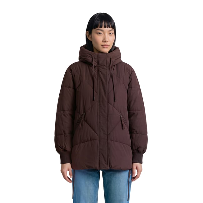 Veste matelassée longue à capuche, coupe décontractée en polyester recyclé - MARC O’POLO DENIM