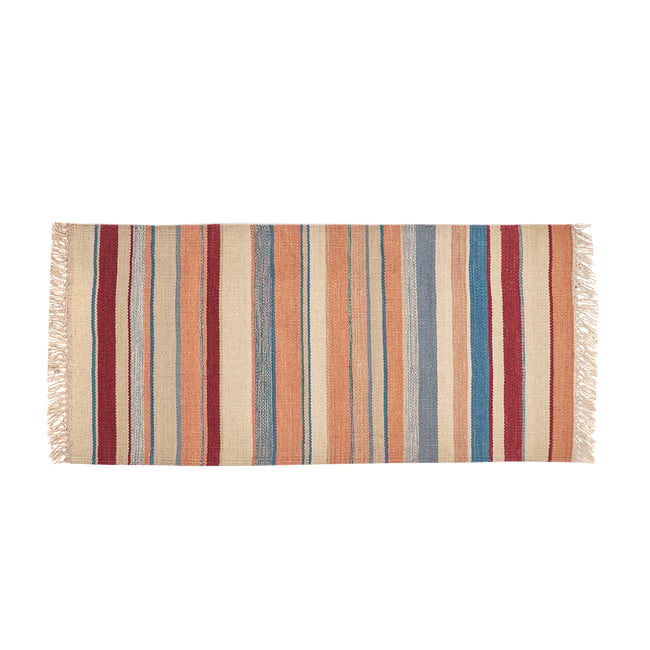 Tapis rectangulaire rayé multicolore en coton 60 x 120 cm SUPLA Couleur multicolore <span itemprop=
