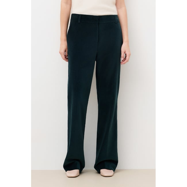 Pantalon droit en velours PMAEL vert canard <span itemprop=