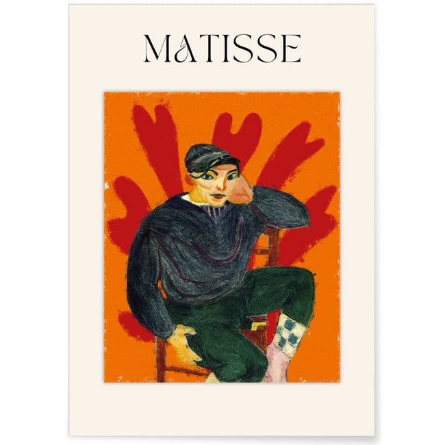 Affiche Matisse - Jeune Homme Assis Couleur blanc <span itemprop=