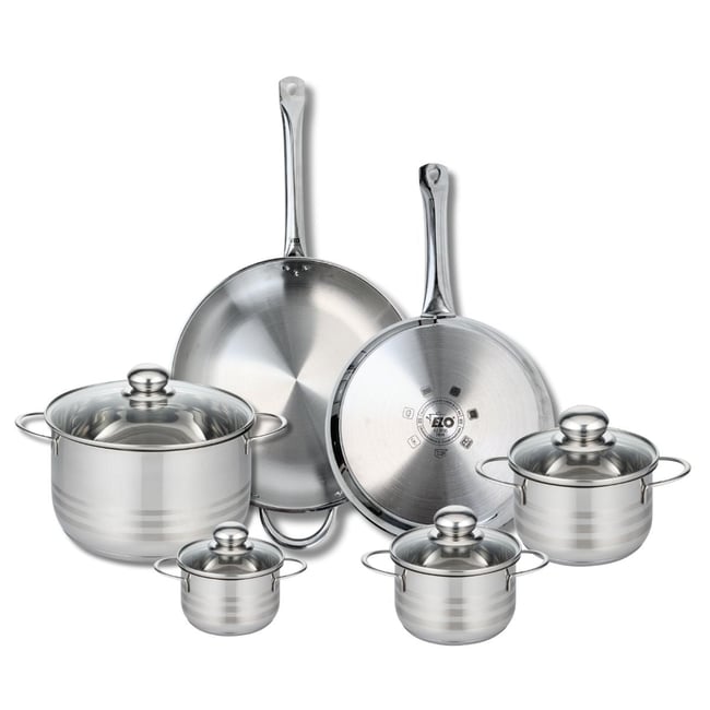 2 poêles 28/32cm + 4 faitouts 12/14/16/24cm PROFI BRILLANT inox <span itemprop=
